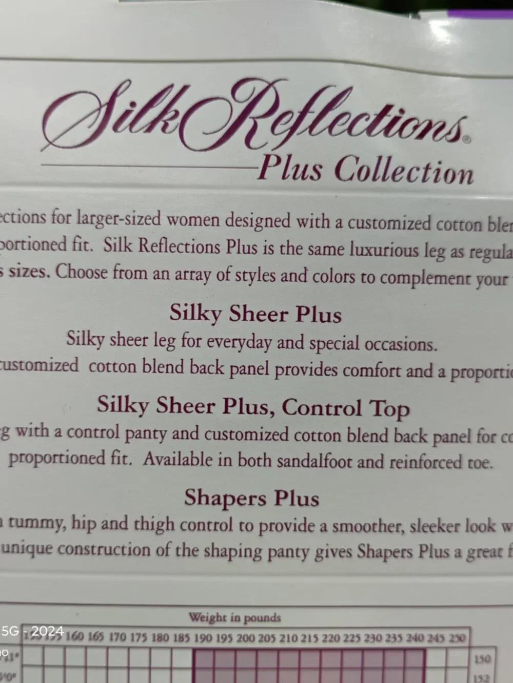 Hanes NEW old stock Silk Reflections vintage pantyhose Plus Silky Sheer Queen 2+